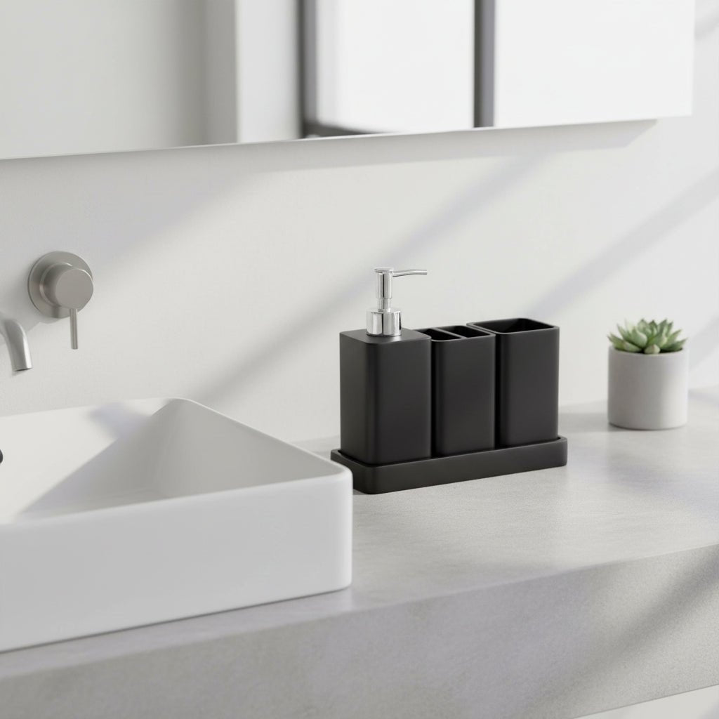 4-Piece Bathroom Accessories Set – Black - HausIna