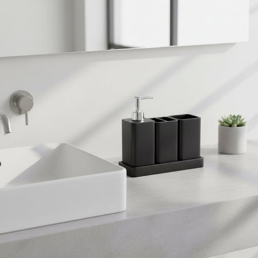 4-Piece Bathroom Accessories Set – Black - HausIna