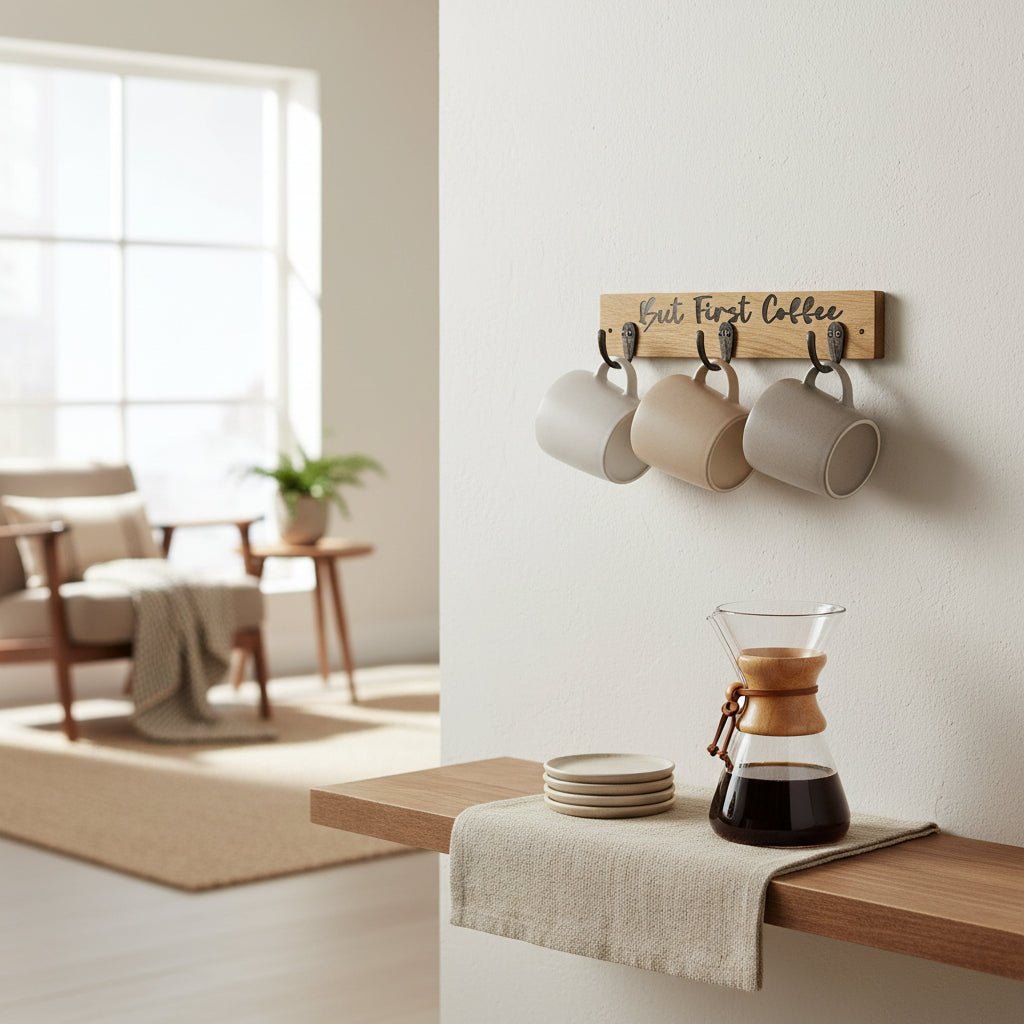 Coffee Mug Shelf with Hooks - HausIna