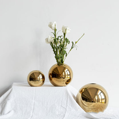 Electroplated Ceramic Gold Vase – Modern Home Decor - HausIna