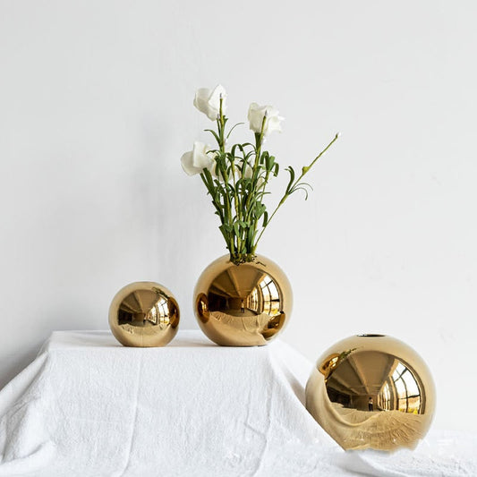 Electroplated Ceramic Gold Vase – Modern Home Decor - HausIna