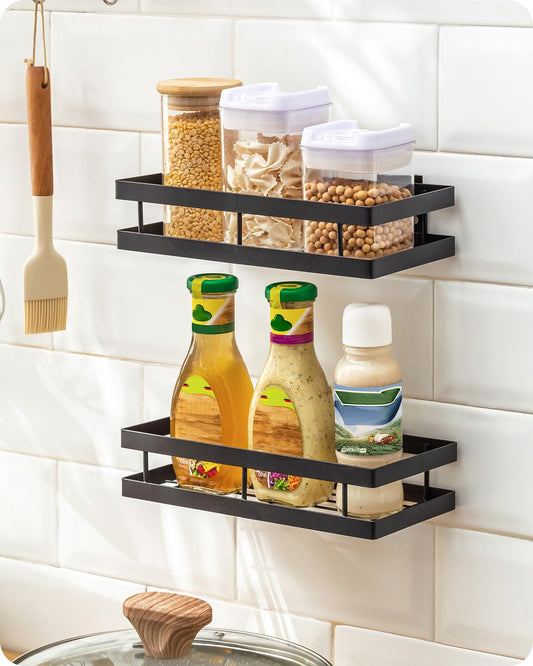 Metal Spice Rack Wall Mount – 2-Pack Black - HausIna