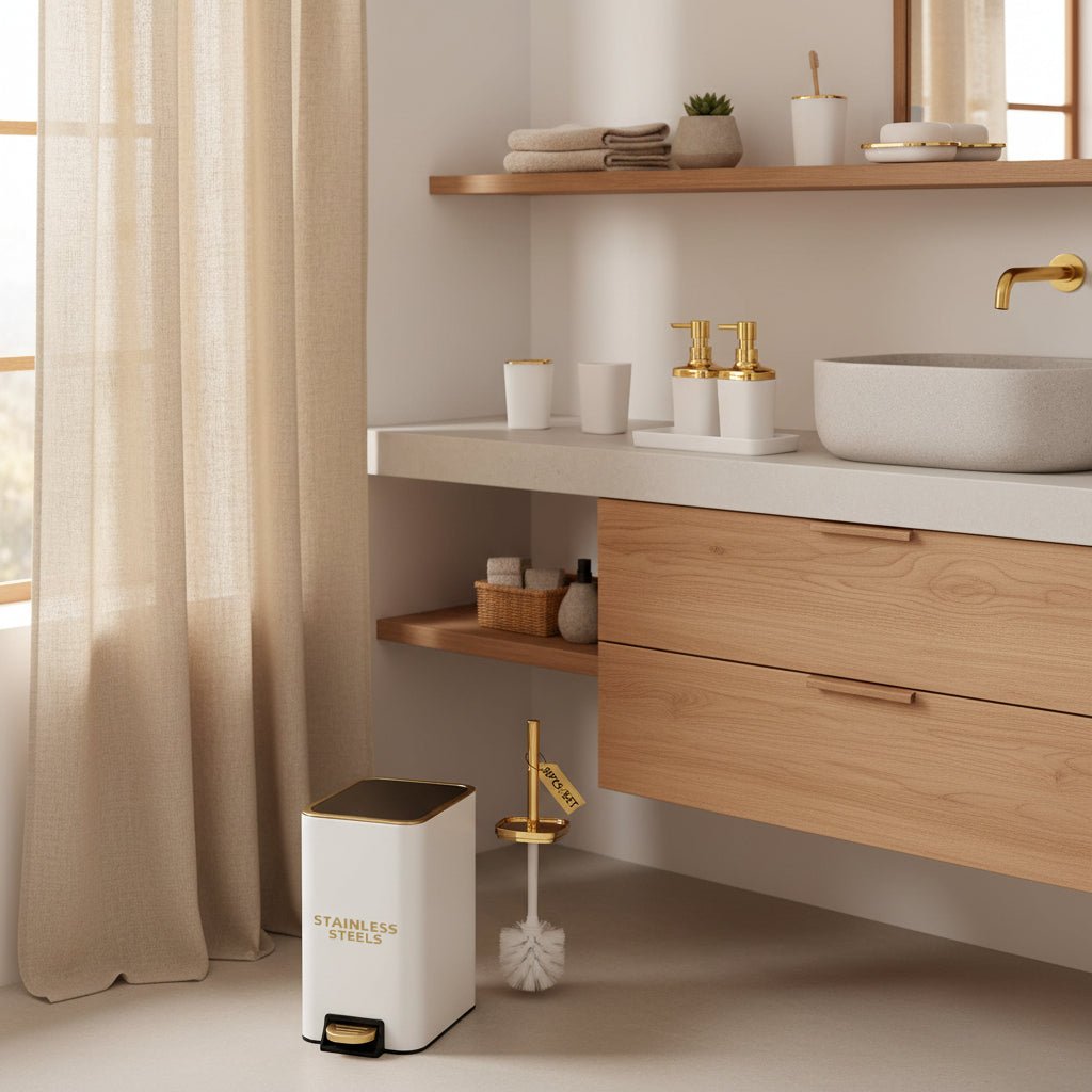 White & Gold Bathroom Set - HausIna