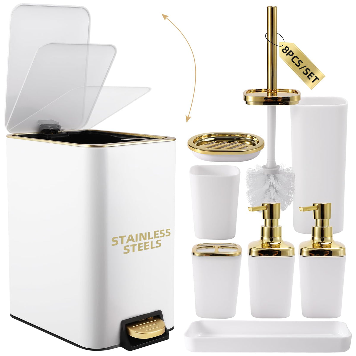 White & Gold Bathroom Set - HausIna